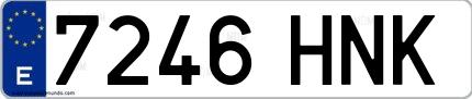 Ejemplo de matrícula de coche ordinaria 7246 HNK