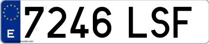 Ejemplo de matrícula española 7246 LSF