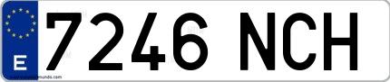 Ejemplo de matrícula española 7246 NCH