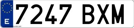 Ejemplo de matrícula española 7247 BXM