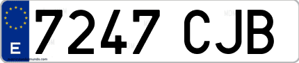 Ejemplo de matrícula de coche ordinaria 7247 CJB