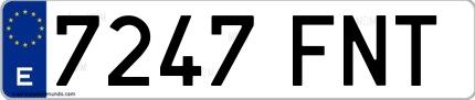 Ejemplo de matrícula española 7247 FNT
