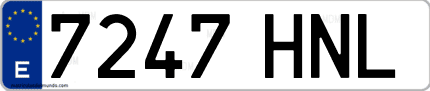 Ejemplo de matrícula de coche ordinaria 7247 HNL