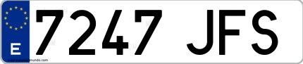 Ejemplo de matrícula española 7247 JFS