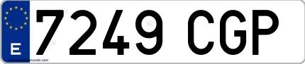 Ejemplo de matrícula española 7249 CGP