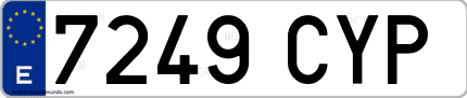 Ejemplo de matrícula de coche ordinaria 7249 CYP