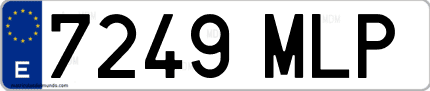 Ejemplo de matrícula de coche ordinaria 7249 MLP
