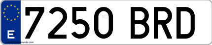 Ejemplo de matrícula de coche ordinaria 7250 BRD