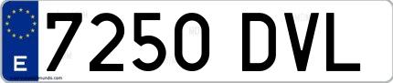 Ejemplo de matrícula española 7250 DVL