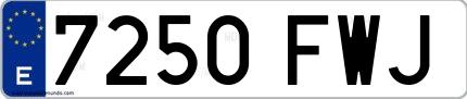 Ejemplo de matrícula española 7250 FWJ