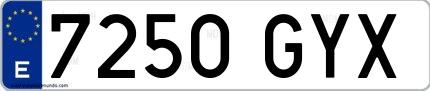 Ejemplo de matrícula española 7250 GYX