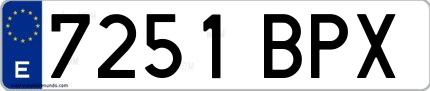 Ejemplo de matrícula española 7251 BPX
