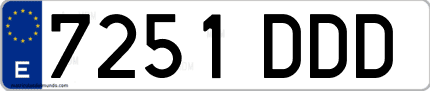 Ejemplo de matrícula de coche ordinaria 7251 DDD