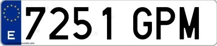 Ejemplo de matrícula española 7251 GPM