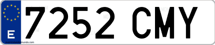 Ejemplo de matrícula de coche ordinaria 7252 CMY