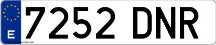 Ejemplo de matrícula española 7252 DNR