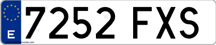 Ejemplo de matrícula de coche ordinaria 7252 FXS