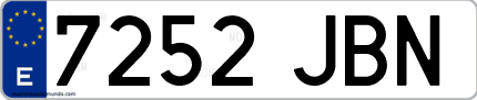 Ejemplo de matrícula de coche ordinaria 7252 JBN