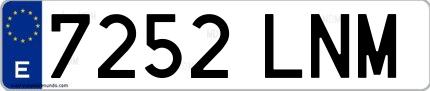 Ejemplo de matrícula española 7252 LNM