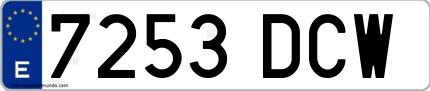 Ejemplo de matrícula española 7253 DCW