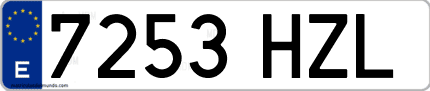 Ejemplo de matrícula de coche ordinaria 7253 HZL