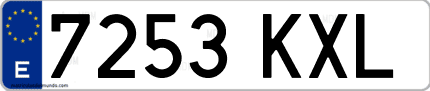 Ejemplo de matrícula de coche ordinaria 7253 KXL