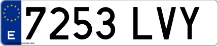 Ejemplo de matrícula de coche ordinaria 7253 LVY