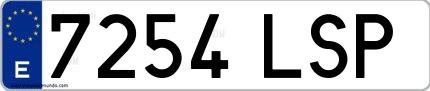 Ejemplo de matrícula española 7254 LSP