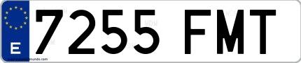 Ejemplo de matrícula española 7255 FMT