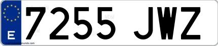 Ejemplo de matrícula española 7255 JWZ