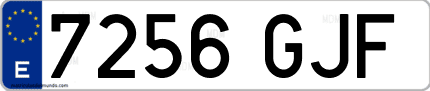 Ejemplo de matrícula de coche ordinaria 7256 GJF