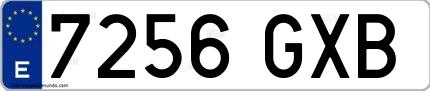Ejemplo de matrícula española 7256 GXB
