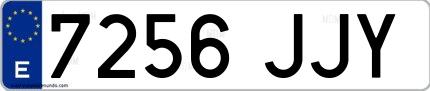 Ejemplo de matrícula española 7256 JJY