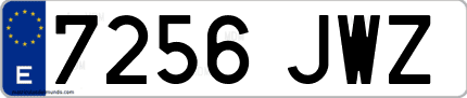 Ejemplo de matrícula de coche ordinaria 7256 JWZ