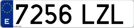 Ejemplo de matrícula española 7256 LZL