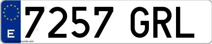 Ejemplo de matrícula española 7257 GRL