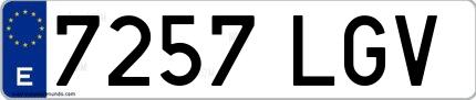 Ejemplo de matrícula española 7257 LGV