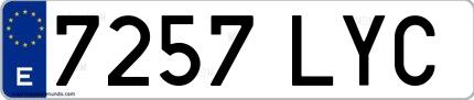 Ejemplo de matrícula española 7257 LYC
