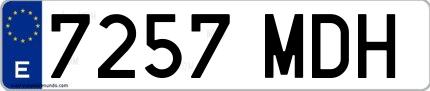 Ejemplo de matrícula española 7257 MDH