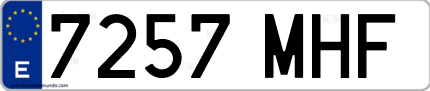Ejemplo de matrícula de coche ordinaria 7257 MHF