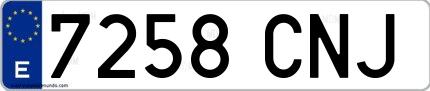 Ejemplo de matrícula española 7258 CNJ