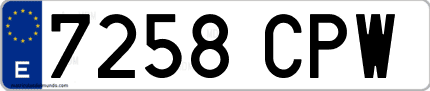 Ejemplo de matrícula de coche ordinaria 7258 CPW