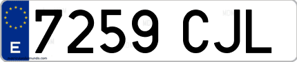 Ejemplo de matrícula de coche ordinaria 7259 CJL