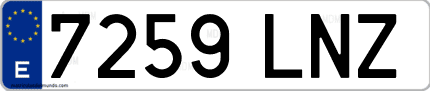 Ejemplo de matrícula de coche ordinaria 7259 LNZ