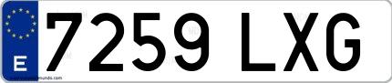 Ejemplo de matrícula española 7259 LXG