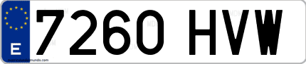 Ejemplo de matrícula de coche ordinaria 7260 HVW
