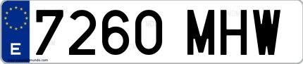 Ejemplo de matrícula española 7260 MHW