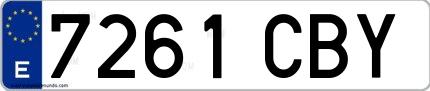 Ejemplo de matrícula española 7261 CBY