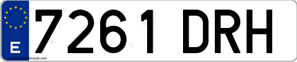 Ejemplo de matrícula de coche ordinaria 7261 DRH