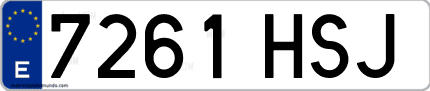 Ejemplo de matrícula de coche ordinaria 7261 HSJ